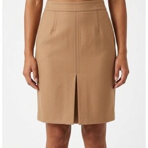 Ann Taylor Loft Skirt Women's 4 Beige Twill Pencil Short Pockets Workwear Chic